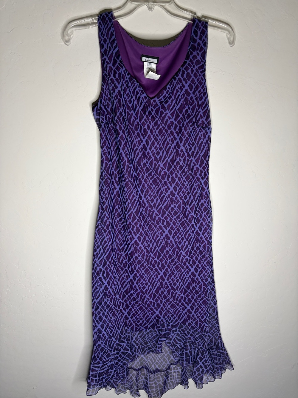 Purple Patterned Sleeveless Midi Dress